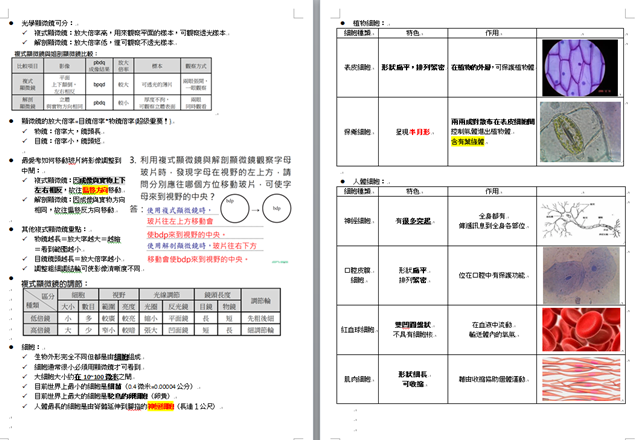 七年級生物筆記：科學方法＋生命的特性（生命現象/細胞/顯微鏡/細胞所需的物質/從細胞到個體）＋世界的各種大小樣貌 - 七年級生物重點, 世界的各種大小樣貌, 國中生物, 國中生物重點整理, 從細胞到個體, 生命現象, 生命的特性, 生物筆記, 科學方法, 細胞, 細胞所需的物質, 顯微鏡 - 雨立今=霠